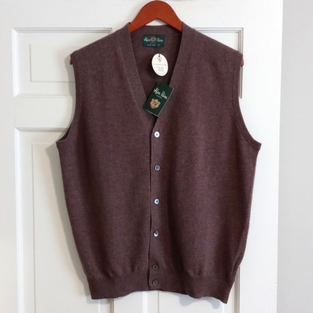 🆕️ 🐚Alan Paine🐚 - Teak Cooktown Button-Down Geelong Wool Vest
